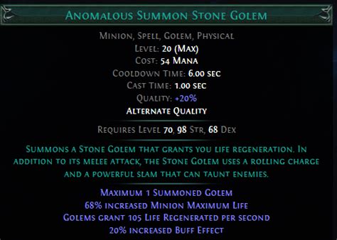 anomalous summon stone golem  Cooldown Time: 6